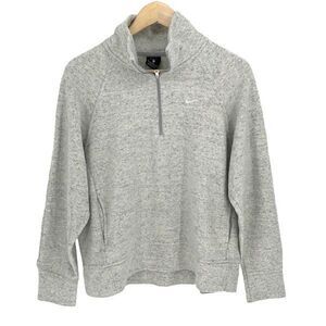 Nike Womens Heathered Quarter Zip Mock Neck Long Sleeve Jacket Gray Size‎ Medium